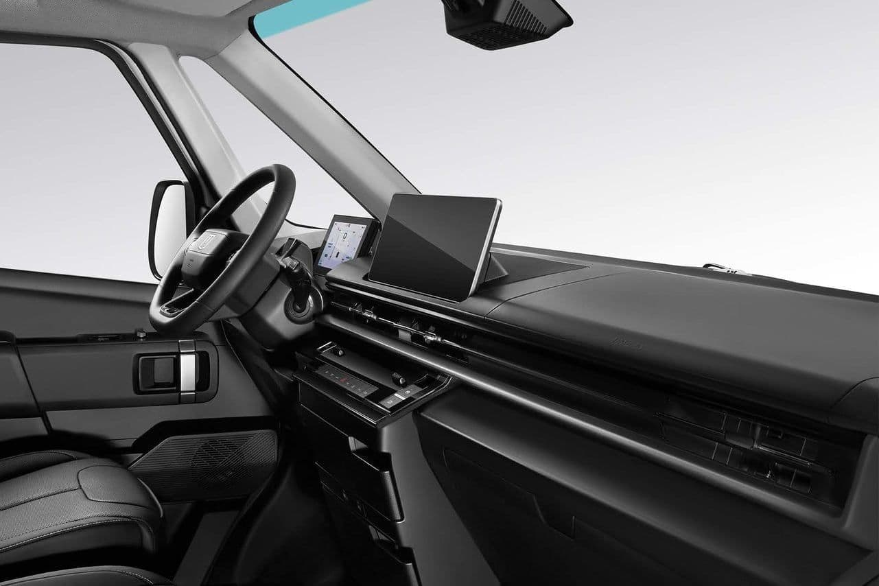 Farizon SV cab interior with its floating touchscreen and heated steering wheel